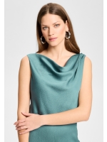 Swing Jumpsuit aus Satin mit Wasserfallau 537 teal green