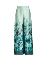 Swing Weite Satinhose mit Bord?ren-Print 5953 mint green
