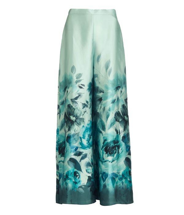Swing Weite Satinhose mit Bord?ren-Print 5953 mint green