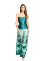 Swing Weite Satinhose mit Bord?ren-Print 5953 mint green