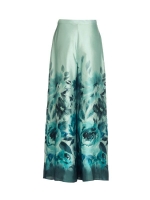 Swing Weite Satinhose mit Bord?ren-Print 5953 mint green
