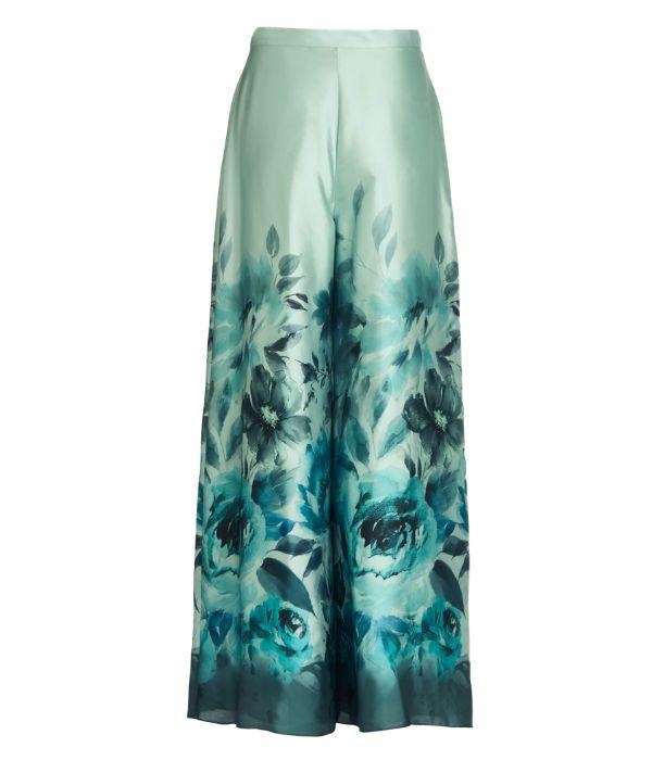 Swing Weite Satinhose mit Bord?ren-Print 5953 mint green