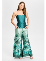 Swing Weite Satinhose mit Bord?ren-Print 5953 mint green