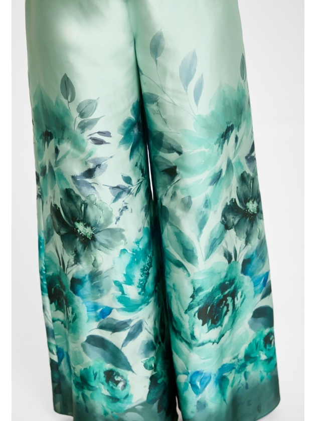 Swing Weite Satinhose mit Bord?ren-Print 5953 mint green