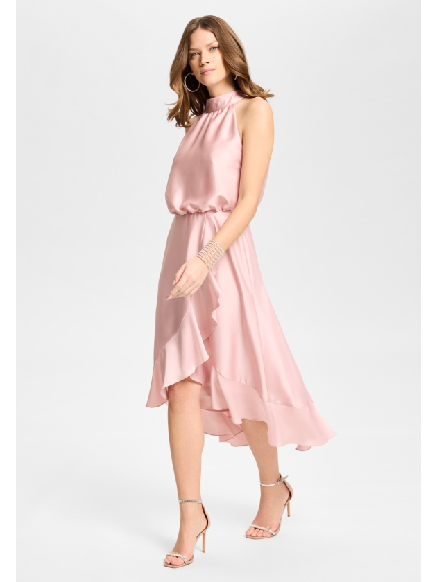 Swing Cocktailkleid aus Satin mit Volant 697 Soft pink
