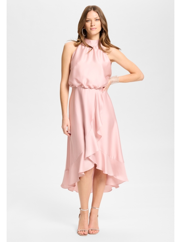 Swing Cocktailkleid aus Satin mit Volant 697 Soft pink