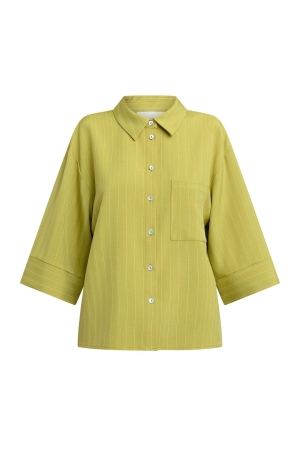 Sisters Point Shirts Lime Pinstripe