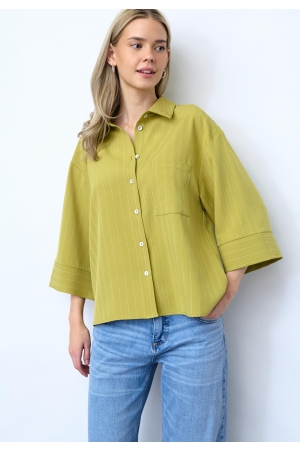 Sisters Point Shirts Lime Pinstripe