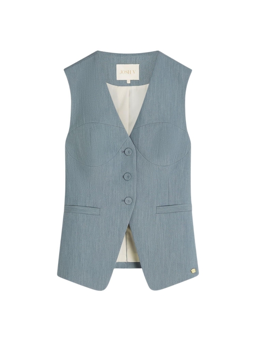 Josh V REIGN fitted gilet 625 sky blue melange
