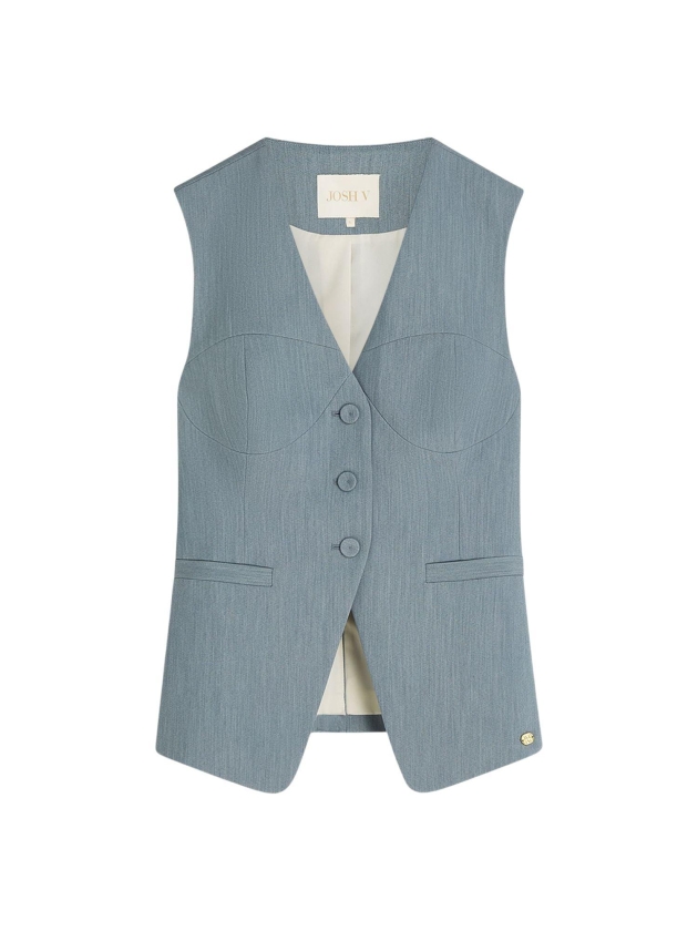 Josh V REIGN fitted gilet 625 sky blue melange