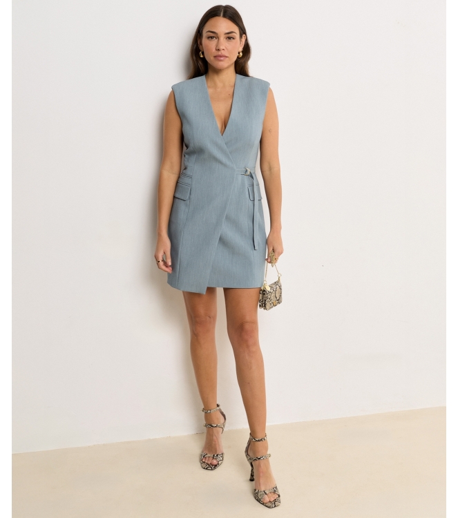 Josh V HENLEY wrap dress 625 sky blue melange