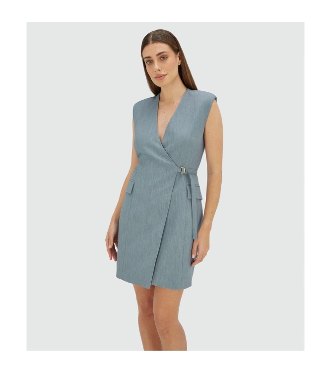 Josh V HENLEY wrap dress 625 sky blue melange