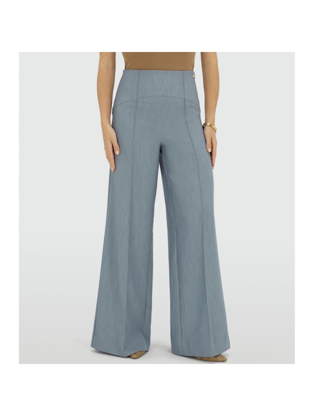 Josh V MICHELLA high-waisted wide leg trousers 625 sky blue melange