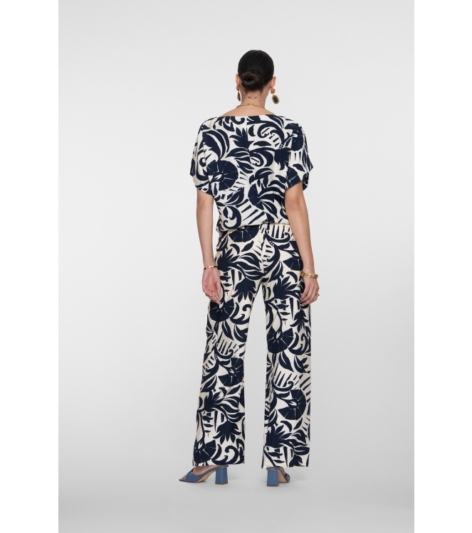 Geisha Pants naive flower 675 Navy