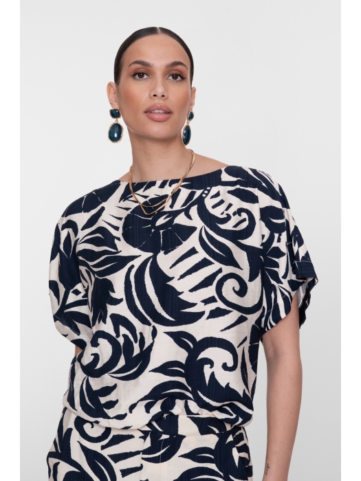 Geisha Top flower bi-color 675 Navy