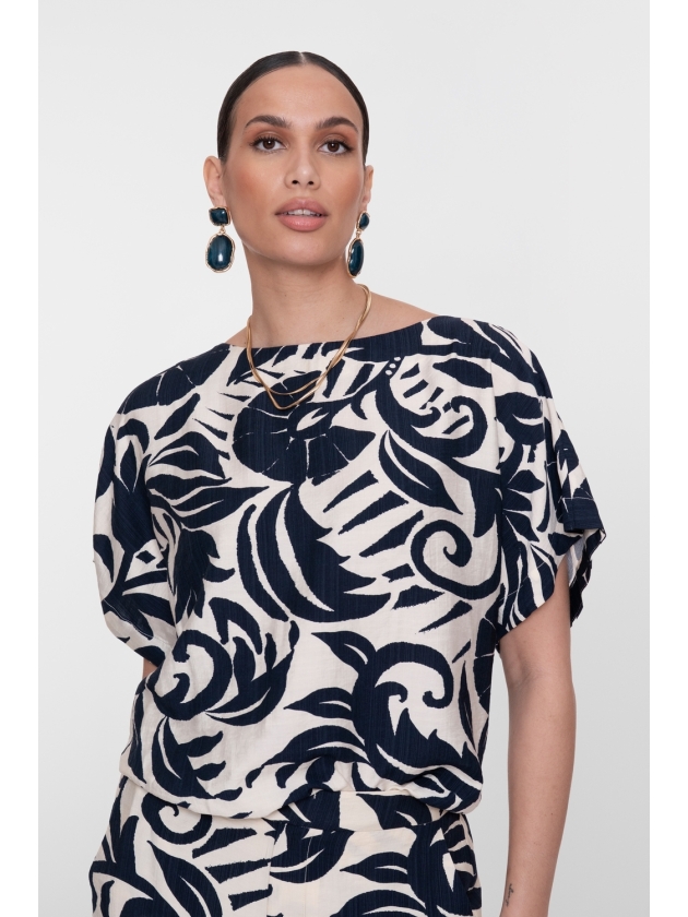 Geisha Top flower bi-color 675 Navy