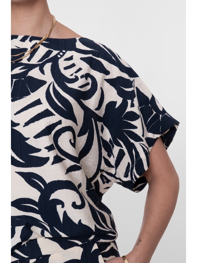 Geisha Top flower bi-color 675 Navy