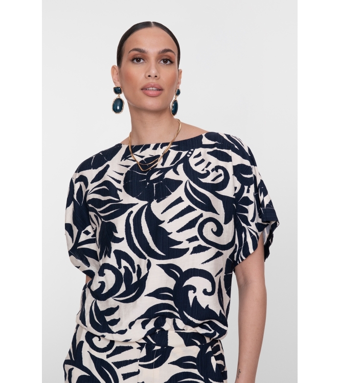 Geisha Top flower bi-color 675 Navy