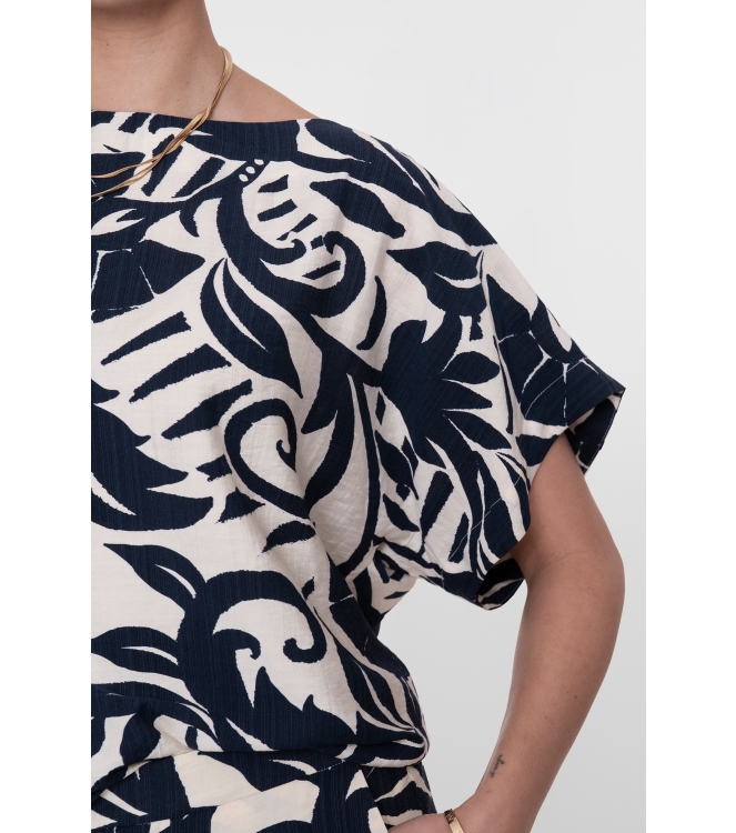 Geisha Top flower bi-color 675 Navy