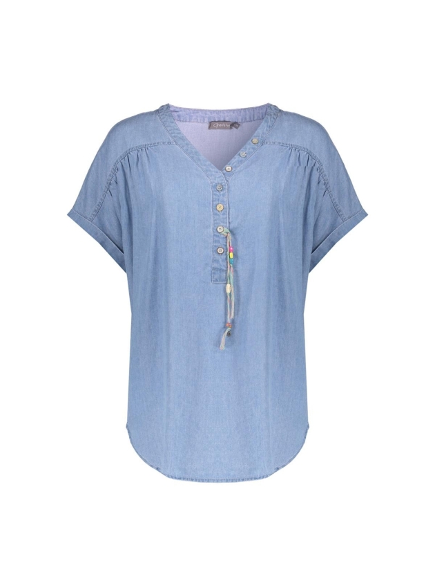 Geisha Top lyocell ropes 830 Bleached denim