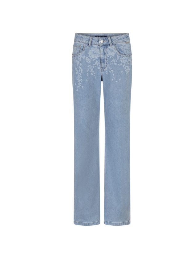Red Button De Colette Flowerprint Denim is een 108 Bleach