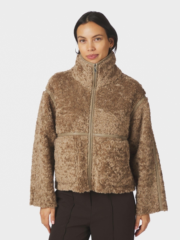 Neo Noir Nida Faux Fur Jacket Taupe