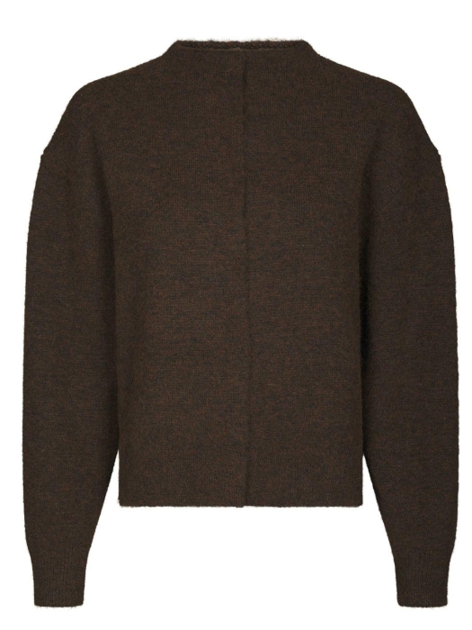 Neo Noir Dione Fluffy Knit Cardigan Brown Melange
