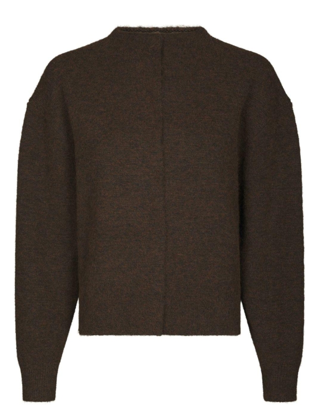 Neo Noir Dione Fluffy Knit Cardigan Brown Melange