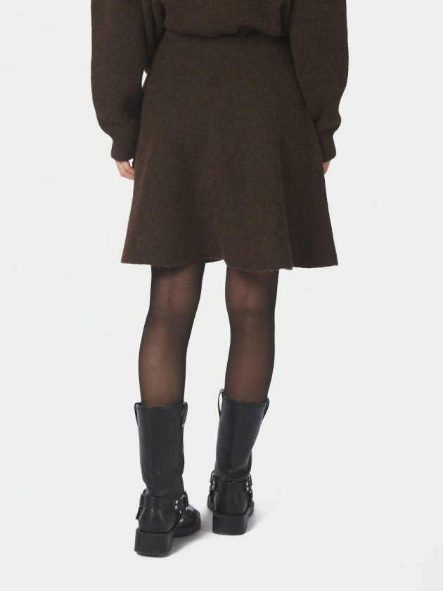 Neo Noir Renata Fluffy Knit Skirt Brown Melange
