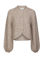 Neo Noir Gio Fluffy Knit Cardigan Beige Melange