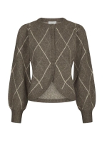 Neo Noir Koteas Check Knit Cardigan Taupe