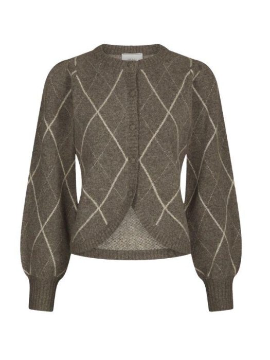Neo Noir Koteas Check Knit Cardigan Taupe