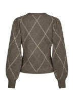 Neo Noir Koteas Check Knit Cardigan Taupe