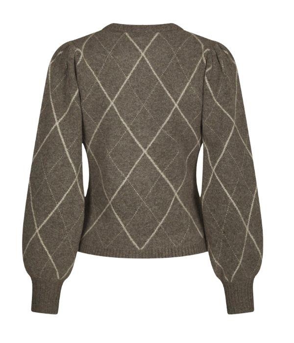 Neo Noir Koteas Check Knit Cardigan Taupe