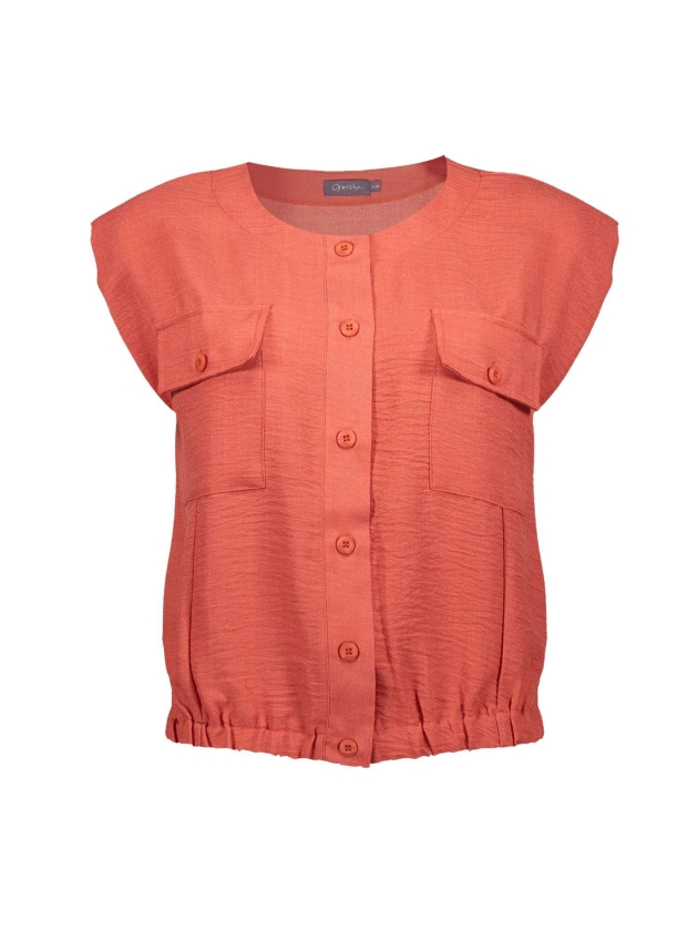 Geisha Blouse with pockets 00201 Burned orange
