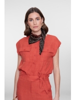Geisha Blouse with pockets 00201 Burned orange