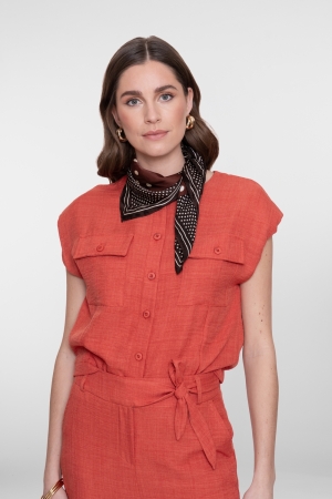 Geisha Blouse with pockets 00201 Burned orange