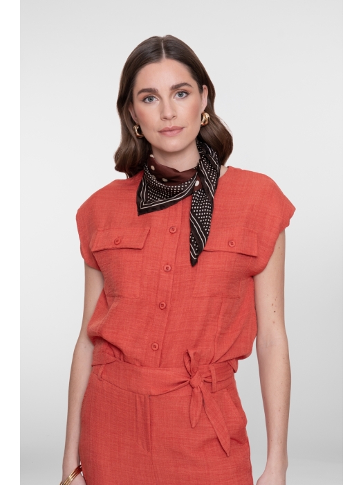 Geisha Blouse with pockets 00201 Burned orange