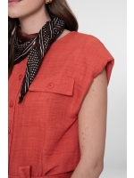 Geisha Blouse with pockets 00201 Burned orange