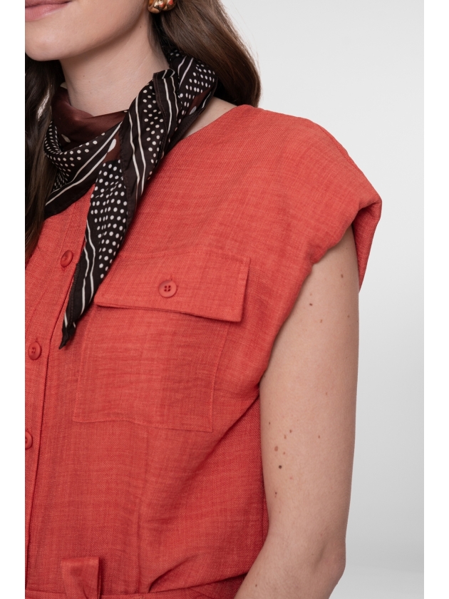 Geisha Blouse with pockets 00201 Burned orange