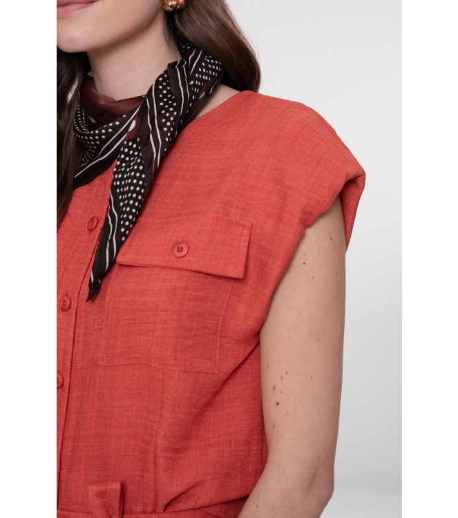 Geisha Blouse with pockets 00201 Burned orange