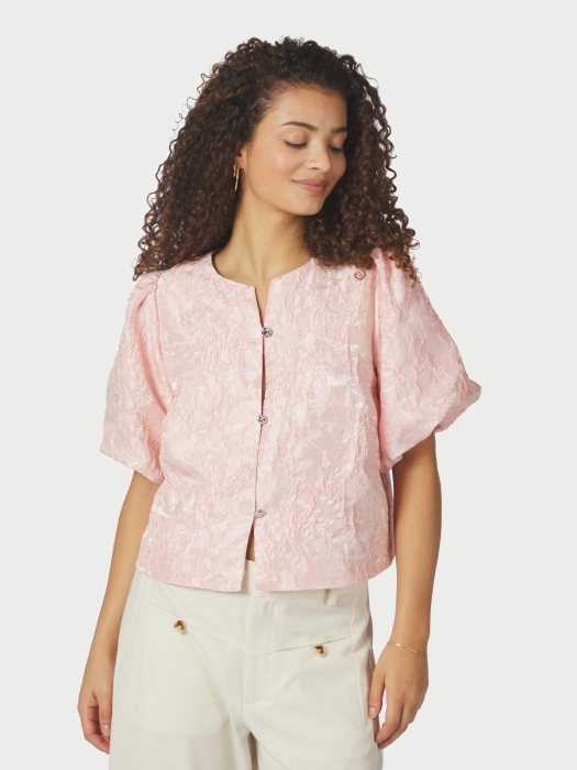 Neo Noir Aisa Soft Brocade Blouse Light pink