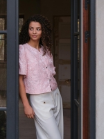 Neo Noir Aisa Soft Brocade Blouse Light pink