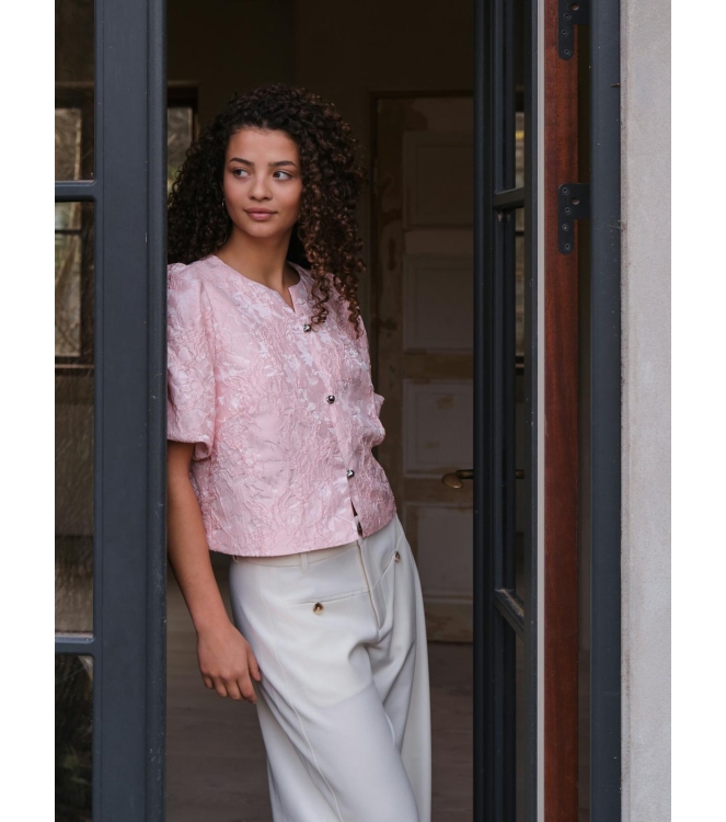 Neo Noir Aisa Soft Brocade Blouse Light pink