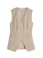 Josh V INEZ striped gilet 634 stone stripe