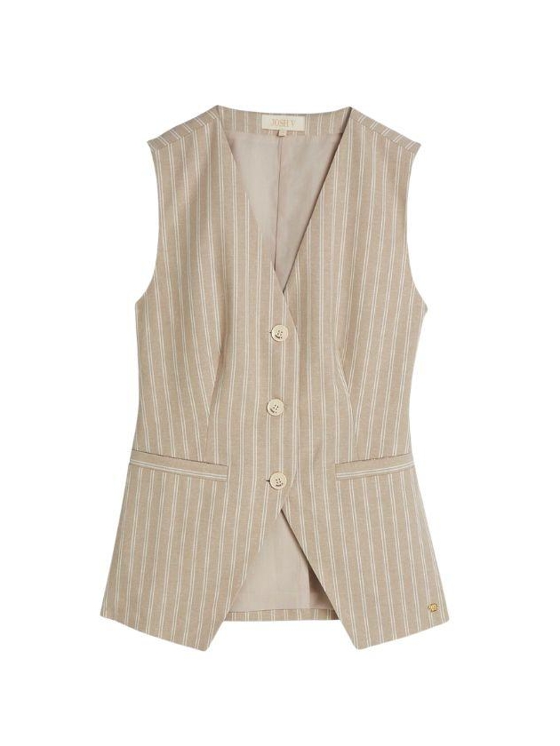 Josh V INEZ striped gilet 634 stone stripe