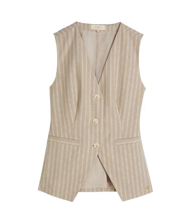 Josh V INEZ striped gilet 634 stone stripe