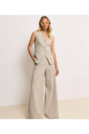 Josh V INEZ striped gilet 634 stone stripe