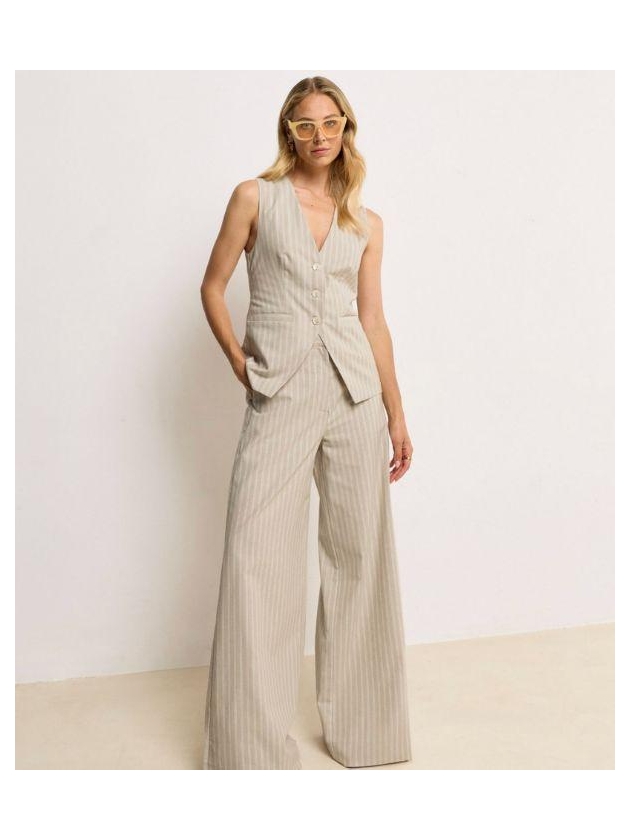 Josh V INEZ striped gilet 634 stone stripe