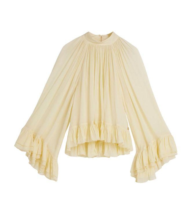 Josh V OIVA oversized top with ruffle details 613 butter yellow